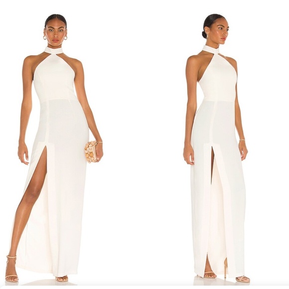 Amanda Uprichard Queen Gown white halter - Picture 1 of 8